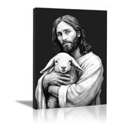 WIKEO Jesus Lienzo Póster Arte Imagen Graffiti Jesús Blanco Negro Salon Hogar Religión Pared Pintura Decoracion Jesús Dios Imagen Poster（Negro 9-70x100cm Enmarcado