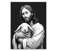 WIKEO Jesus Lienzo Póster Arte Imagen Graffiti Jesús Blanco Negro Salon Hogar Religión Pared Pintura Decoracion Jesús Dios Imagen Poster（Negro 9-80x120cm Sin marco