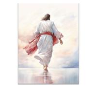 WIKEO Jesus Lienzo Póster Arte Imagen Jesús caminando sobre el agua Impresión Moderna Habitación Familiar Póster - Cristiana Cuadros Decoracion Salon（Blanco 7-60x90cm Sin marco