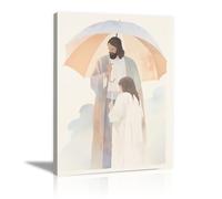 WIKEO Jesus Lienzo Póster Arte Imagen Jesús y las Niñas Flores Salon Hogar Religión Pared Pintura Decoracion Jesús Dios Imagen Poster（Beige 1-60x90cm Enmarcado