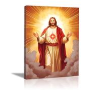 WIKEO Jesus Lienzo Póster Arte Imagen Mural de la Cruz Abstracta de Jesús Impresión Moderna Habitación Familiar Póster - Cristiana Cuadros Decoracion Salon（Oro 9-40x60cm Enmarcado