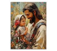WIKEO Jesus Lienzo Póster Arte Imagen Mural del Niño del Amor de Jesús Salon Hogar Religión Pared Pintura Decoracion Jesús Dios Imagen Poster（rojo-50x70cm Sin marco
