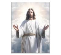 WIKEO Jesus Lienzo Póster Arte Imagen Póster de Jesús en las nubes Salon Hogar Religión Pared Pintura Decoracion Jesús Dios Imagen Poster（Blanco 4-80x120cm Sin marco
