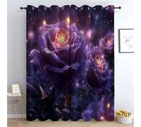 WIKEO Moderno Abstracto Juego de 2 Paños Cortinas Hermosas Flores Doradas Hojas Arte escandinavo, Tratamiento de Ventana para Habitación y Dormitorio-230Al x 160An cm (2 Paneles)
