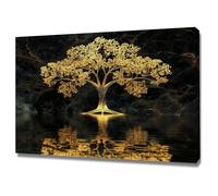 WIKEO Moderno Cuadros Arbol De La Vida Árbol de la hoja dorada moderno Cuadros Salon Naturaleza Cuadro,Dormitorios Comedor Oficina Pasillo Cocina Y Baño Decoracion（9 de Oro-40x60cm Enmarcado