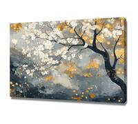 WIKEO Modernos Abstracto Decoracion Cuadros Árbol de la hoja dorada moderno Árbol de la Vida Lienzos Cuadros,Salón Pasillos Dormitorio Comedor Oficina Decorativos（Oro 8-80x120cm Enmarcado