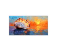 WIKEO Modernos cuadros playa Fotos de conchas de playa cuadros para dormitorios impresión, artística salon fotografía decoración Naturaleza Paisaje（Naranja 6-80x160cm Sin marco