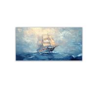 WIKEO Modernos cuadros playa Imágenes del océano con grafitis Naturaleza Marina Cuadros Decoracion, Dormitorios Comedor Oficina Pasillo Cocina Y Baño（Azul 2-50x100cm Sin marco