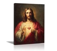 WIKEO Mural de Jesús Cuadro Arte del póster de Jesus Love Imagen sobre Lienzo Arte de Pared Cuadro Decoración,Cartel nórdico e Impresiones Murales Salón（rojo-40x60cm Enmarcado