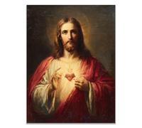 WIKEO Mural de Jesús Cuadro Arte del póster de Jesus Love Imagen sobre Lienzo Arte de Pared Cuadro Decoración,Cartel nórdico e Impresiones Murales Salón（rojo-60x90cm Sin marco