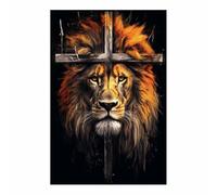 WIKEO Mural de Jesús Cuadro Foto de Jesús y el León decoración religiosa para el hogar y pintura moderna de Jesucristo, de sala de estar, oficina en casa（Negro-70x100cm Sin marco