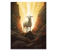 WIKEO Mural de Jesús Cuadro Fotos de animales adorables de Jesús decoración religiosa para el hogar y pintura moderna de Jesucristo, de sala de estar, oficina en casa（Amarillo 8-30x40cm Sin marco