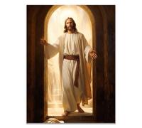WIKEO Mural de Jesús Cuadro Jesús abre las manos decoración religiosa para el hogar y pintura moderna de Jesucristo, de sala de estar, oficina en casa（Oro 9-50x70cm Sin marco