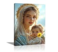 WIKEO Mural de Jesús Cuadro Mural del Niño del Amor de Jesús Imagen sobre Lienzo Arte de Pared Cuadro Decoración,Cartel nórdico e Impresiones Murales Salón（Oro-60x90cm Enmarcado