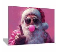 WIKEO Póster de Navidad Fotos divertidas de Papá Noel Moderno Dormitorio,Cocina Cuadros,Cuadros Decoracion Salon,Pared Imágenes Prints（Rosa 5-30x40cm Enmarcado