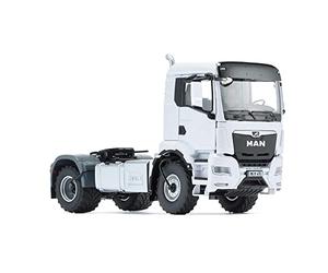 Wiking 077652 Camión de 2 Ejes Man TGS 18.510 4x4 BL, Modelo, 1:32, Metal/Plástico, A Partir de 14 años, Muchas Funciones, Incl. Sistema de Control de la presión de los neumáticos, Blanco