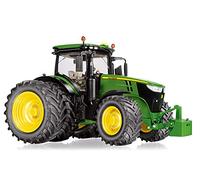 Wiking 077846 John Deere 7310R - Tractor modelo con neumáticos gemelos, 1:32, metal/plástico, a partir de 14 años, muchas funciones, ruedas intercambiables, capó para abrir, asientos móviles