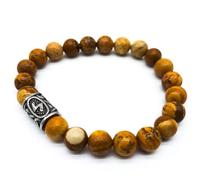 Wikinger Futhark Rune Edelstein Armband (18/21 cm, Damen/Herren) in Geschenkbox | Schutz Glück Energie, 18 cm Innenumfang