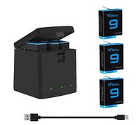 Wikinu Paquete de 3 Baterías de Repuesto para Hero 9/10/11 y Cargador Rápido de 3 Puertos USB, Totalmente Compatible con GoPro Hero 9/10/11 Black AHDBT-901, Cargador + 3 Baterías