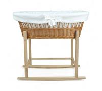 Wiklinopol Moisés Bebé OLIWIA II - Minicuna de Mimbre con Soporte de Madera - Set Completo con colchón y Ropa de Cama de Muselina Blanca, Transpirable, Lavable e hipoalergénica