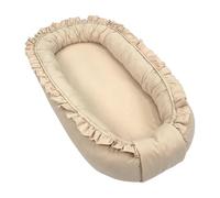 WIKLINOPOL Nido Bebé Reductor 85x45 cm en Beige con Volantes - Baby Nest Portátil con Colchón - Cojín Nido Lavable de Algodón 100 % - Seguro y Cómodo para Casa o Viaje