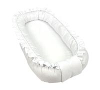 WIKLINOPOL Nido Bebé Reductor 85x45 cm en Blanco con Volantes - Baby Nest Portátil con Colchón - Cojín Nido Lavable de Algodón 100 % - Seguro y Cómodo para Casa o Viaje