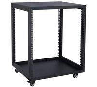 WikrOck 12U 19" Open Frame Network Server AV Gear Equipment Rack Mobile Storage Cabinet with Casters & Top and Bottom Plates & a Shelf - for Switch Router IT Devices DJ Recording Studio AV Equipment