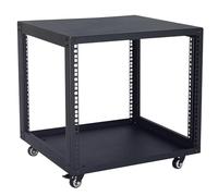 WikrOck 9U 19" Open Frame Network Server AV Gear Equipment Rack Mobile Storage Cabinet with Casters & Top and Bottom Plates & a Shelf - for Home Audio & Video DJ Recording Studio Sound Equipment