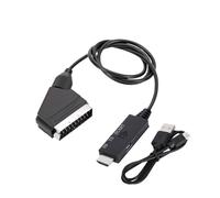 WIKRQIHL Convertidor HD de 1 m de Scart a HDMI, Compatible con vídeo y Audio 1080P, Adaptador, Cable Micro USB de 5 V CC, Accesorios for decodificadores.(HD to SCART 90cm)