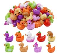 Wilafury 90 Mini Patos, 10 Colores de Patos pequeños de Resina, Lindas Figuras de en Miniatura con temática Vegetal para Acuario, casa de muñecas, jardín de Hadas, decoración de Paisaje