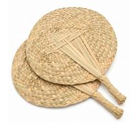 Wilafury Abanico de mano de 2 uds, ventilador manual, abanicos de mano tejidos con de gato natural para enfriar el verano, decoración del hogar de palmeras de boda, 40x31 cm