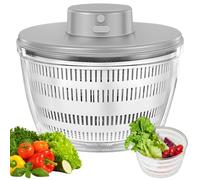 Wilafury Ensaladera eléctrica de 4 litros, centrifugadora de Ensalada de Drenaje rápido para Lechuga con tazón y colador para Verduras, Hierbas, Bayas (Gris)