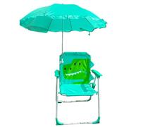 Wilafury Silla de Playa para niños con sombrilla, Silla Plegable para Exteriores con Estampado de Panda, Parasol para Viajes al Parque, jardín, Patio, Camping, Verde