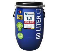 Wilai Barril con tapa de 60 litros de HDPE - Anillo de sujeción galvanizado con cierre de palanca exterior - Autorización de mercancías peligrosas