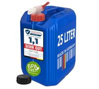 Wilai GmbH Bidón de Polietileno/Jerrycan 25 L Azul HDPE DIN61 Calidad alimentaria + 1 Grifo aeroflow (22248+22010)