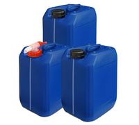 Wilai GmbH Lote de 3 bidones de Polietileno/Jerrycan 10 L Azul DIN 51 + 1 Grifo aeroflow Calidad alimentaria (3x22041+22011)