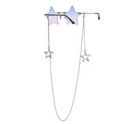 Wilbers & Wilbers 20174 - Gafas con cadena, lentes en forma de estrella, para hombre y mujer, accesorio para festival, carnaval, atuendo de verano