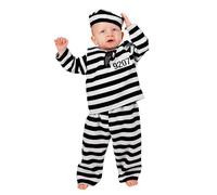 WILBERS & WILBERS 3038 - Disfraz de preso para niños, blanco y negro, conjunto de prisión para bebés y niños pequeños, Carnaval