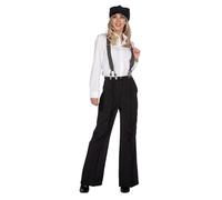 WILBERS & WILBERS 320375 - Disfraz de los años 20 para mujer, de dos piezas con pantalones a rayas y gorra, conjunto de Gatsby para Carnaval, fiesta temática