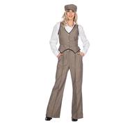 WILBERS & WILBERS 320376 - Disfraz de los años 20 para mujer, de 3 piezas con pantalones, chaleco y gorra, conjunto de Gatsby para Carnaval, fiesta temática