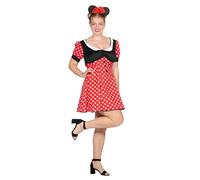 WILBERS & WILBERS 4067 - Disfraz de Minnie para mujer, vestido de lunares con mangas abullonadas, disfraz de ratoncita de dibujos animados para Carnaval, fiesta temática