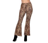 Wilbers & Wilbers 4108 - Pantalón hippie con motivo de leopardo, estampado animal, pantalón acampanado, conjunto de fiesta para festivales
