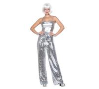 Wilbers & Wilbers 4115 - Pantalones largos de lentejuelas con purpurina para mujer, look festivalero, traje de fiesta, disco fever