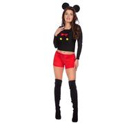 Wilbers & Wilbers 4690-A - Disfraz sexy de ratoncita para mujer, conjunto elástico de dos piezas con top y pantalones cortos, para carnaval, fiestas temáticas