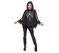 Wilbers & Wilbers - 4959 - Poncho esqueleto con strass, para adultos, cubierta brillante, para Halloween, carnaval