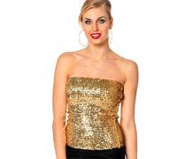 Wilbers & Wilbers 6430 - Top o falda de lentejuelas elásticas para mujer, 2 en 1, traje de fiesta para festivales, fiestas temáticas de los años 70