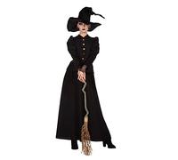 WILBERS & WILBERS - Vestido largo clásico de bruja negro de tejido fluido, de una pieza para carnaval y Halloween, tallas 36-56 (56)