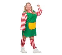 WILBERS & WILBERS 4490 - Vestido verde para mujer, con bolsillo y mangas a rayas, disfraz para Carnaval, fiesta temática