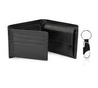 Wilbest Negro Billeteras Hombre, Cartera de Piel, Carteras Cuero, Tarjetas de Crédito Slim Moda RFID Bloqueo Monedero (+Botones de Llaves) Hecho a Mano