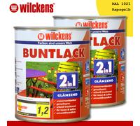 Wilckens 2 x 750 ML Laca Colorida 2in1 Brillante Ral 1021 Amarillo Colza Dentro